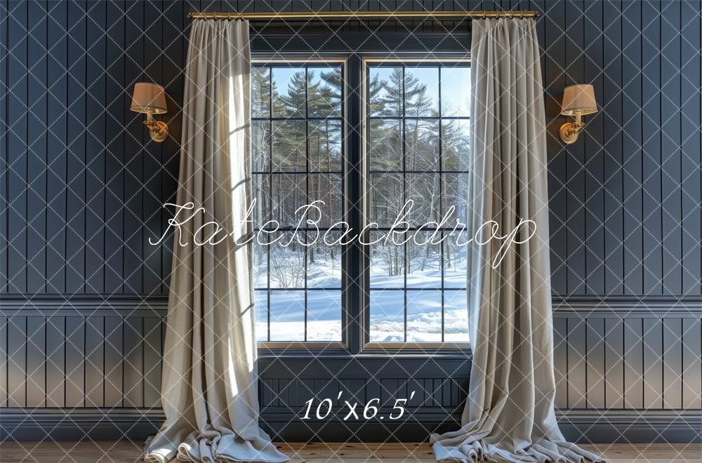 Kate Grey Winter Window Backdrop Designed by Megan Leigh Photography - Kate Backdrop AU