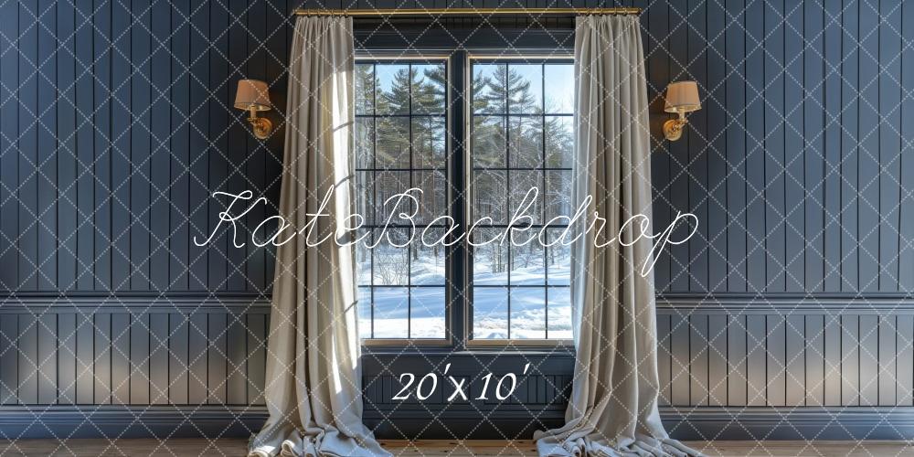 Kate Grey Winter Window Backdrop Designed by Megan Leigh Photography - Kate Backdrop AU
