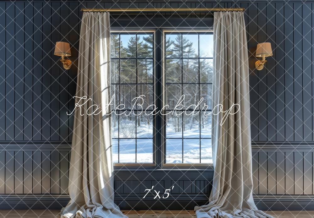 Kate Grey Winter Window Backdrop Designed by Megan Leigh Photography - Kate Backdrop AU