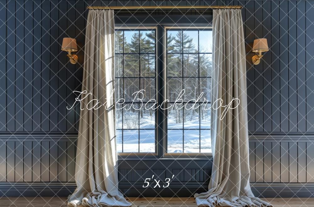 Kate Grey Winter Window Backdrop Designed by Megan Leigh Photography - Kate Backdrop AU