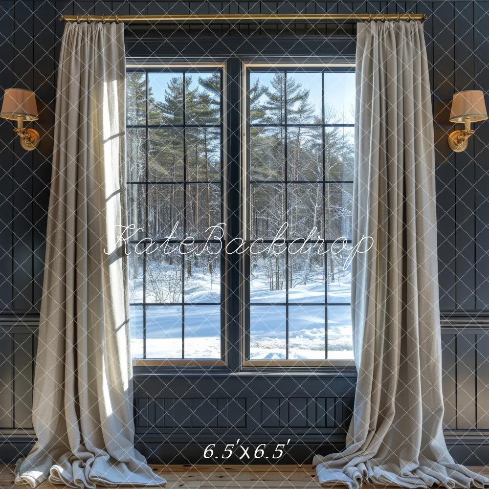 Kate Grey Winter Window Backdrop Designed by Megan Leigh Photography - Kate Backdrop AU