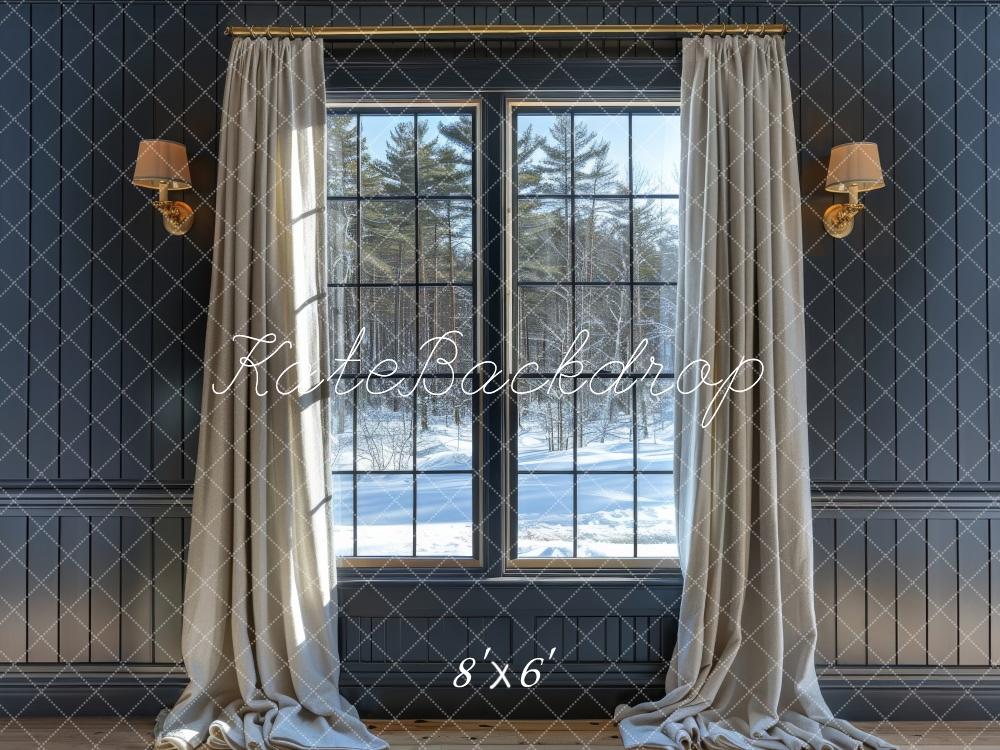 Kate Grey Winter Window Backdrop Designed by Megan Leigh Photography - Kate Backdrop AU