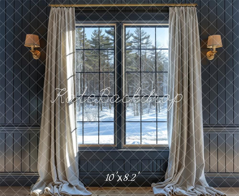 Kate Grey Winter Window Backdrop Designed by Megan Leigh Photography - Kate Backdrop AU