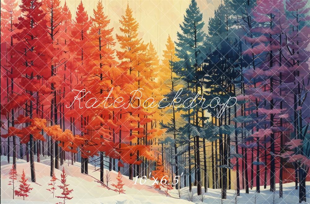 Kate Rainbow Pine Forest Autumn Backdrop Designed by Megan Leigh Photography - Kate Backdrop AU