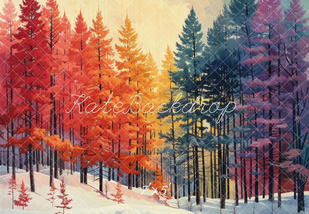 Kate Rainbow Pine Forest Autumn Backdrop Designed by Megan Leigh Photography - Kate Backdrop AU