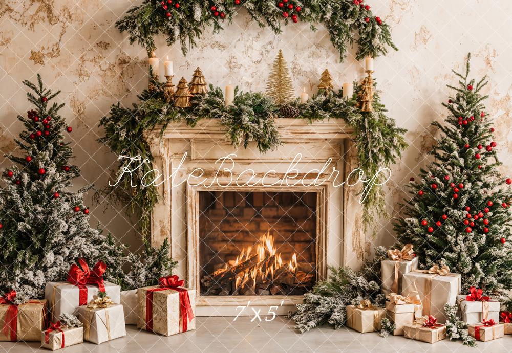 Kate Christmas Tree Fireplace  Gift Backdrop Designed by Emetselch - Kate Backdrop AU