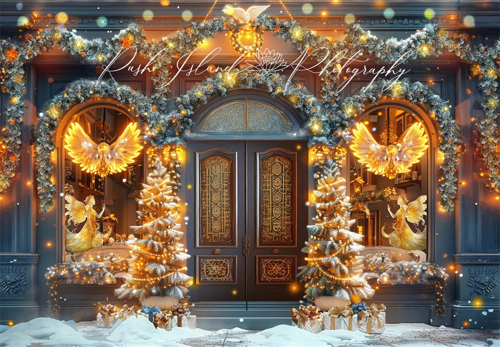 Kate Golden Angels Christmas Shop Backdrop Designed by Laura Bybee - Kate Backdrop AU