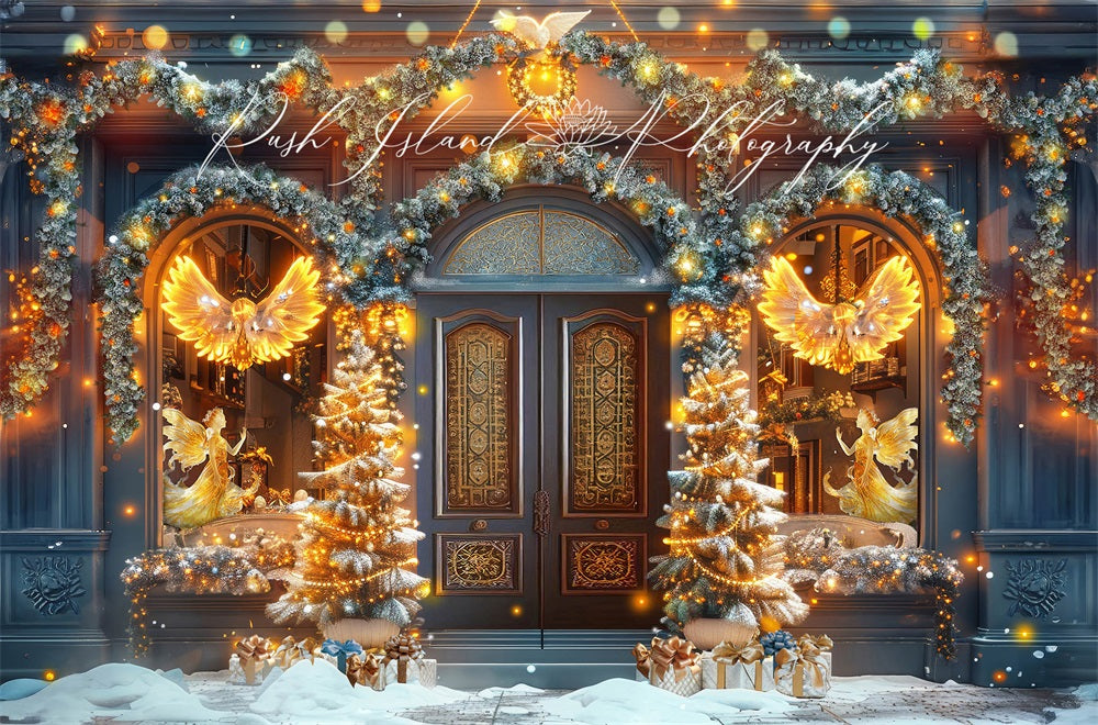 Kate Golden Angels Christmas Shop Backdrop Designed by Laura Bybee - Kate Backdrop AU