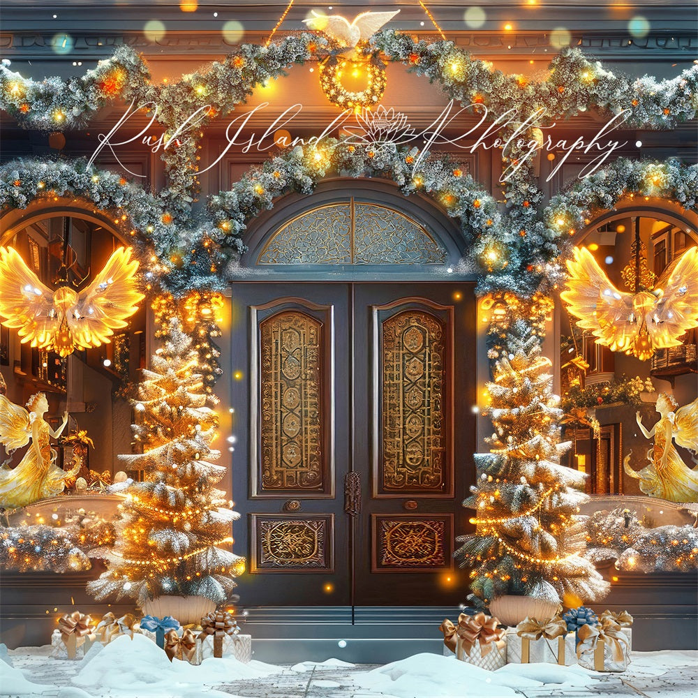Kate Golden Angels Christmas Shop Backdrop Designed by Laura Bybee - Kate Backdrop AU