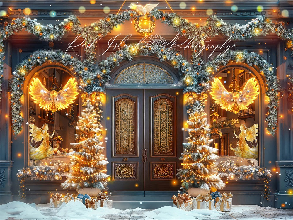 Kate Golden Angels Christmas Shop Backdrop Designed by Laura Bybee - Kate Backdrop AU