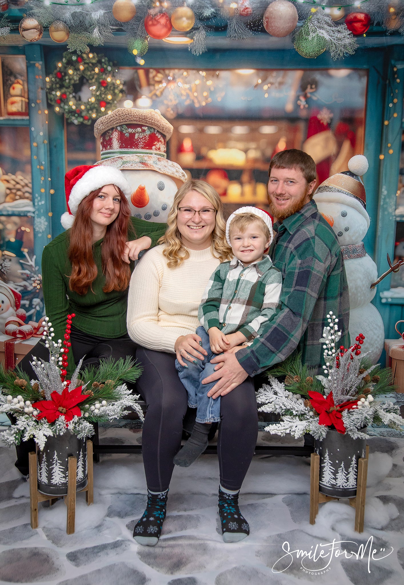 Kate Happy Snowman Shop Backdrop Winter Christmas Designed by Laura Bybee - Kate Backdrop AU