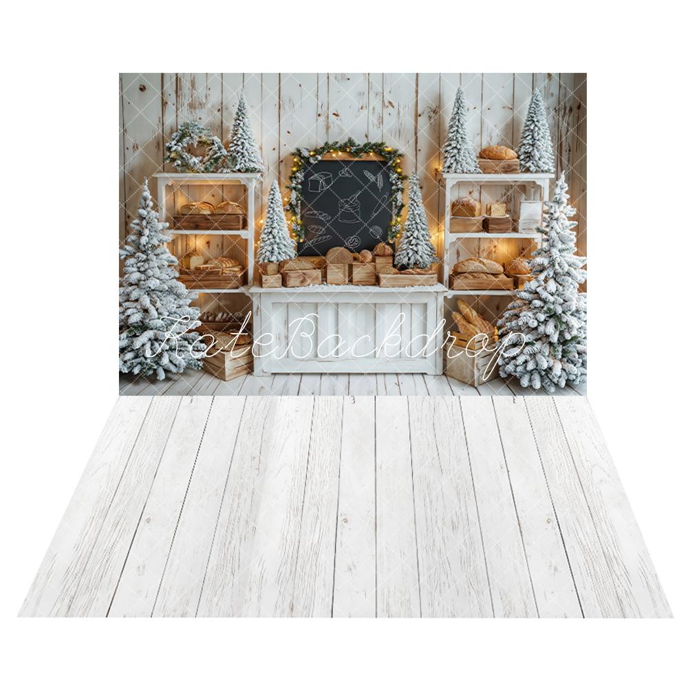 Kate Christmas Bread Backdrop+White Wooden Floor Backdrop - Kate Backdrop AU