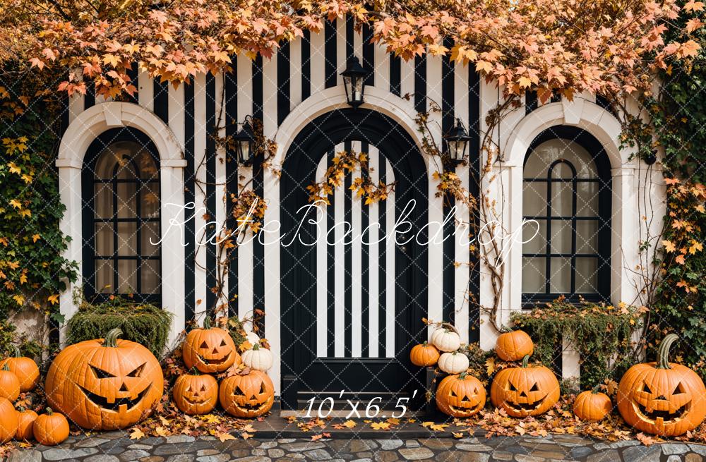 Kate Black White Arch Pumpkin Backdrop Designed by Emetselch - Kate Backdrop AU