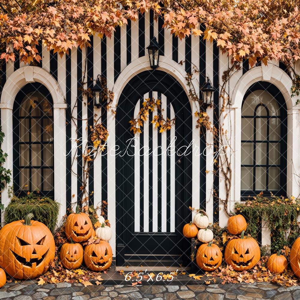 Kate Black White Arch Pumpkin Backdrop Designed by Emetselch - Kate Backdrop AU