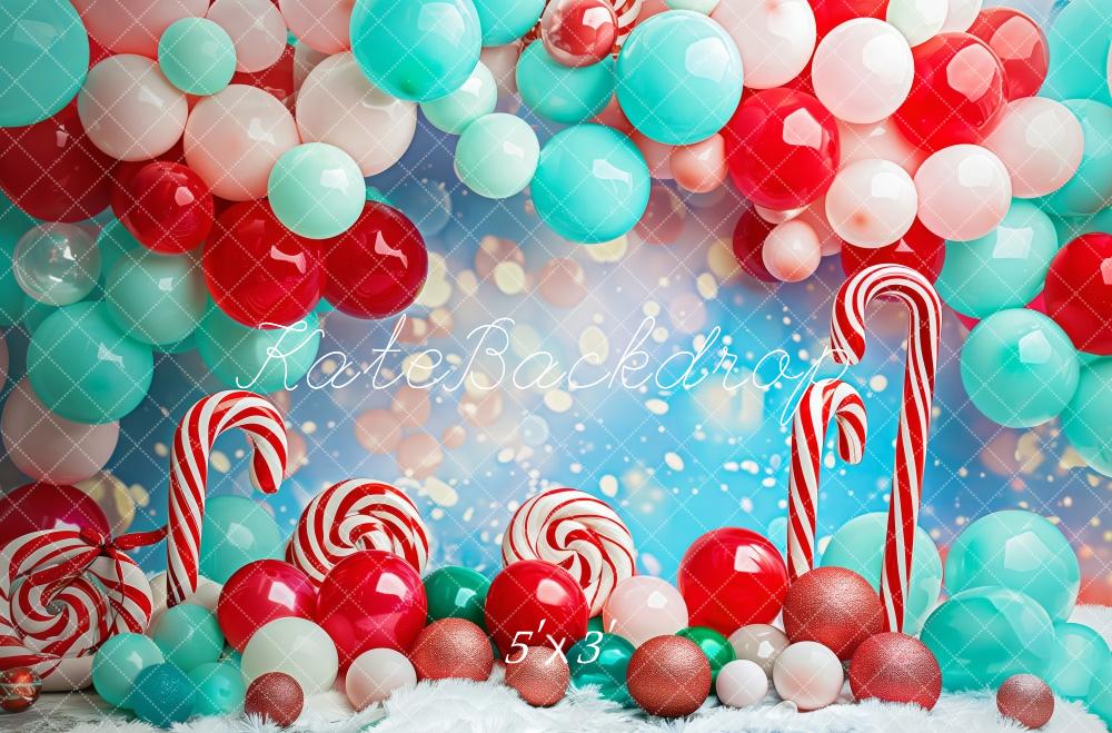 Kate Christmas Balloon Candy Bokeh Backdrop Designed by Patty Robert - Kate Backdrop AU
