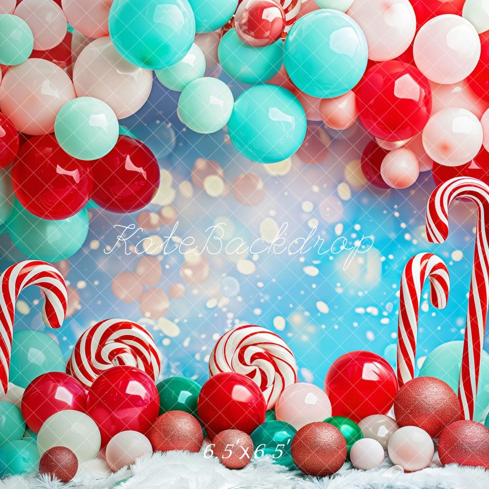 Kate Christmas Balloon Candy Bokeh Backdrop Designed by Patty Robert - Kate Backdrop AU