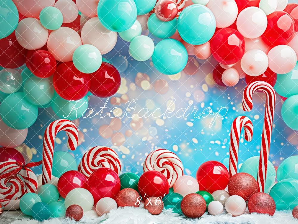 Kate Christmas Balloon Candy Bokeh Backdrop Designed by Patty Robert - Kate Backdrop AU