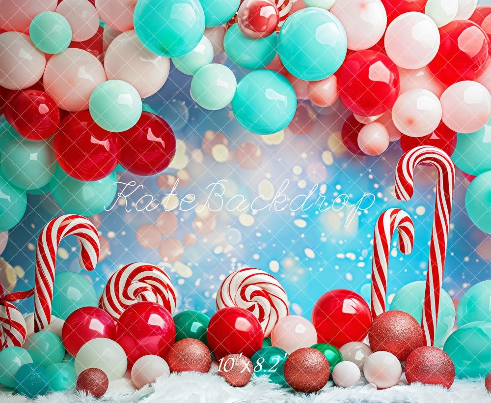 Kate Christmas Balloon Candy Bokeh Backdrop Designed by Patty Robert - Kate Backdrop AU