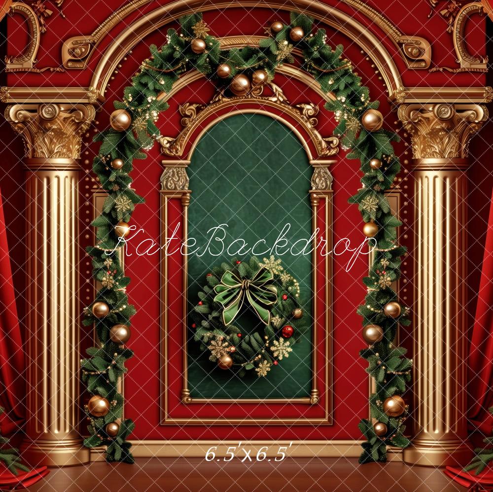 Kate Elegant Christmas Garland Trees Backdrop Designed by Patty Robert - Kate Backdrop AU