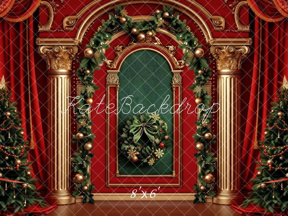 Kate Elegant Christmas Garland Trees Backdrop Designed by Patty Robert - Kate Backdrop AU
