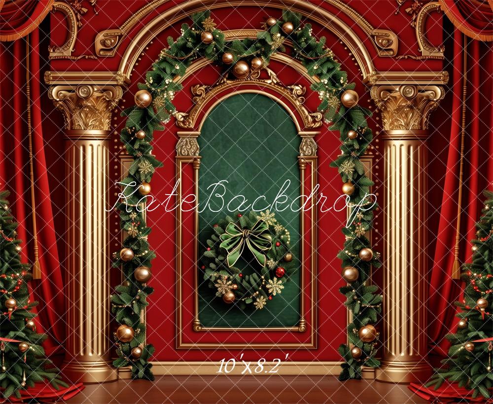 Kate Elegant Christmas Garland Trees Backdrop Designed by Patty Robert - Kate Backdrop AU