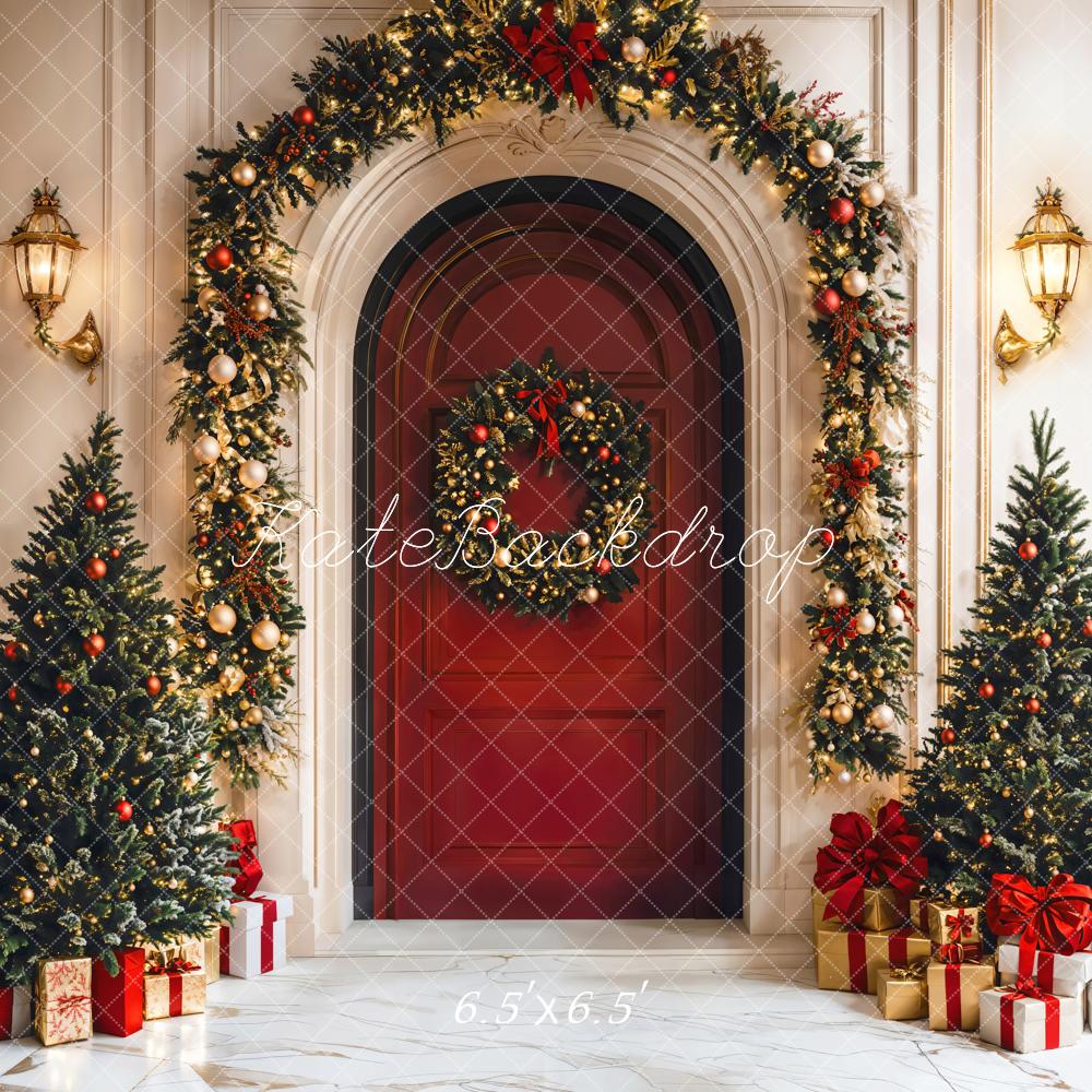 Kate Christmas Tree Red Door Backdrop Designed by Emetselch - Kate Backdrop AU