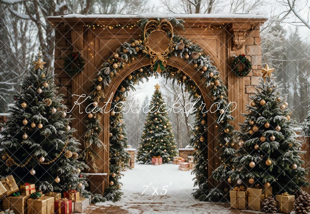 Kate Christmas Tree Retro Archway Backdrop Designed by Emetselch - Kate Backdrop AU