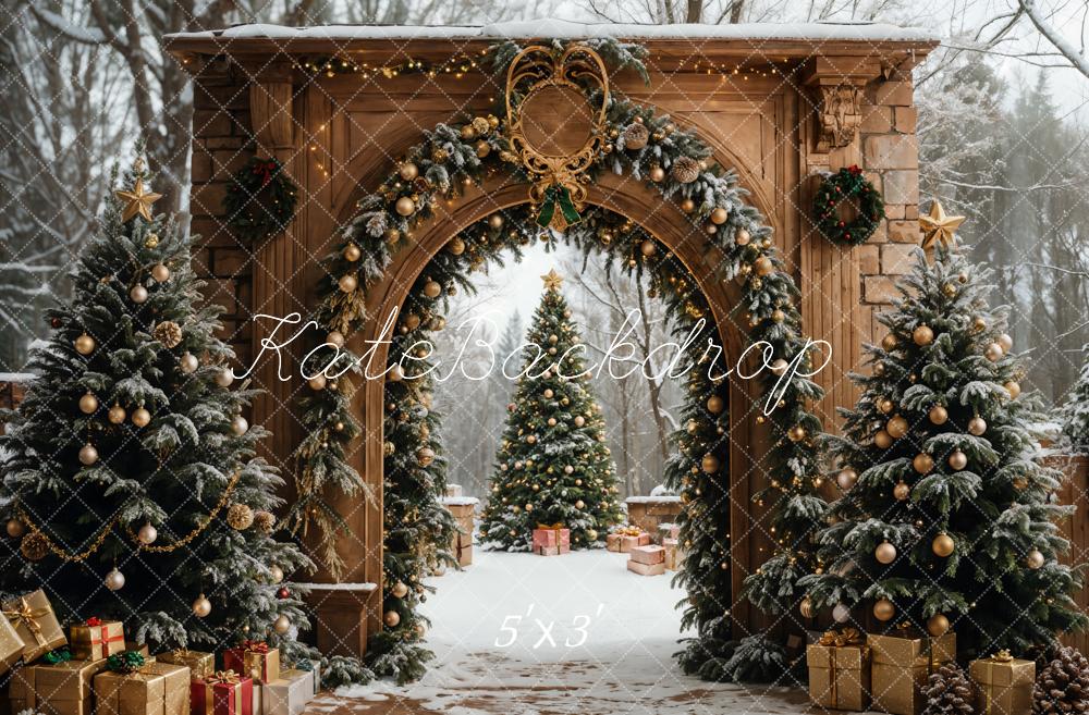 Kate Christmas Tree Retro Archway Backdrop Designed by Emetselch - Kate Backdrop AU