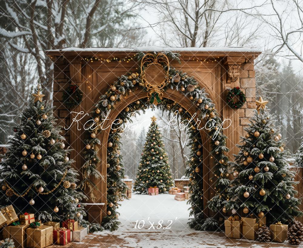 Kate Christmas Tree Retro Archway Backdrop Designed by Emetselch - Kate Backdrop AU