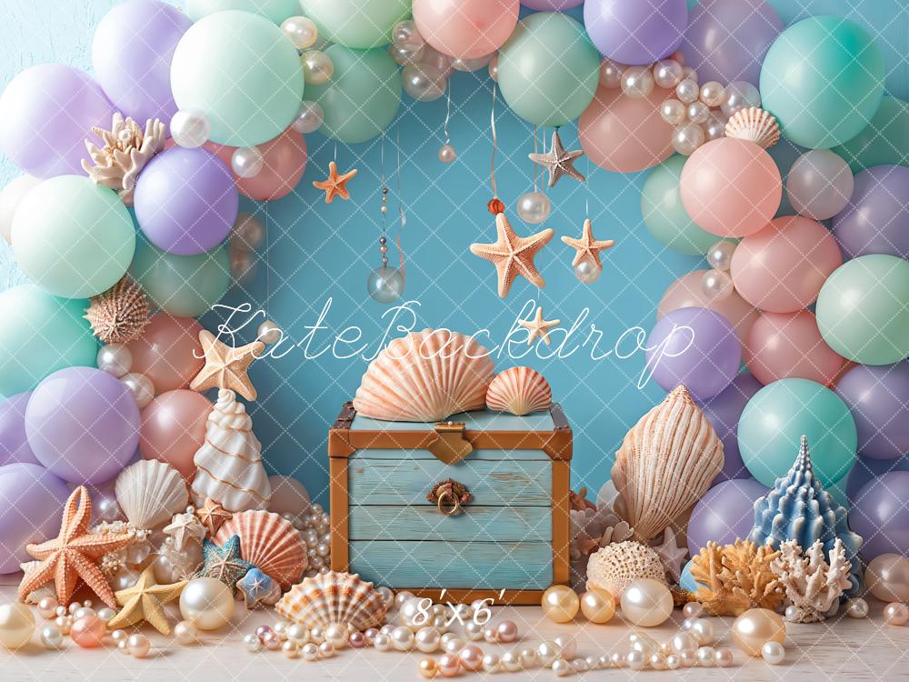 Kate Cake Smash Sea Colorful Balloons Backdrop Designed by Emetselch