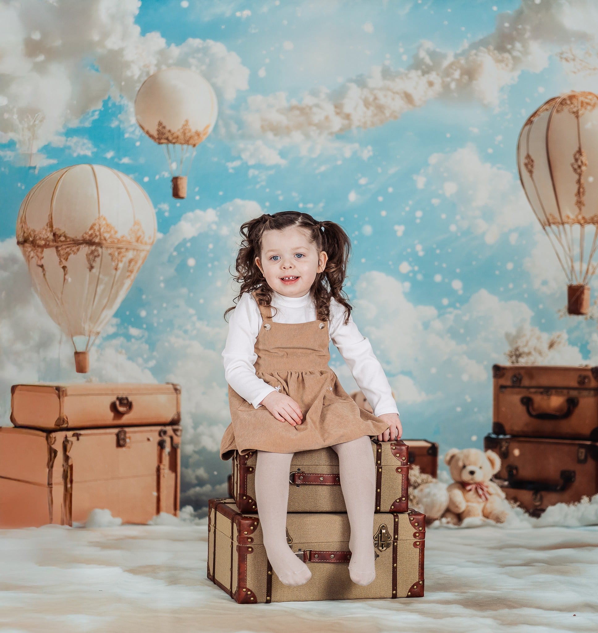Kate Hot Air Balloons Clouds Travel Sky Backdrop Designed by Emetselch