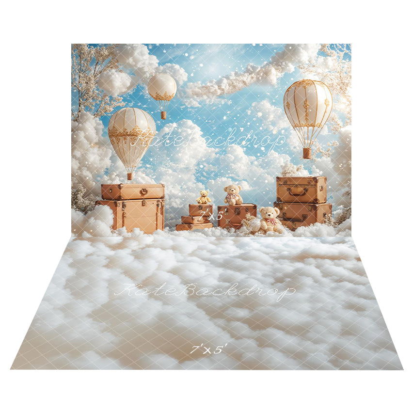 Kate Children Hot Air Balloon Backdrop+White Clouds Floor Backdrop - Kate Backdrop AU