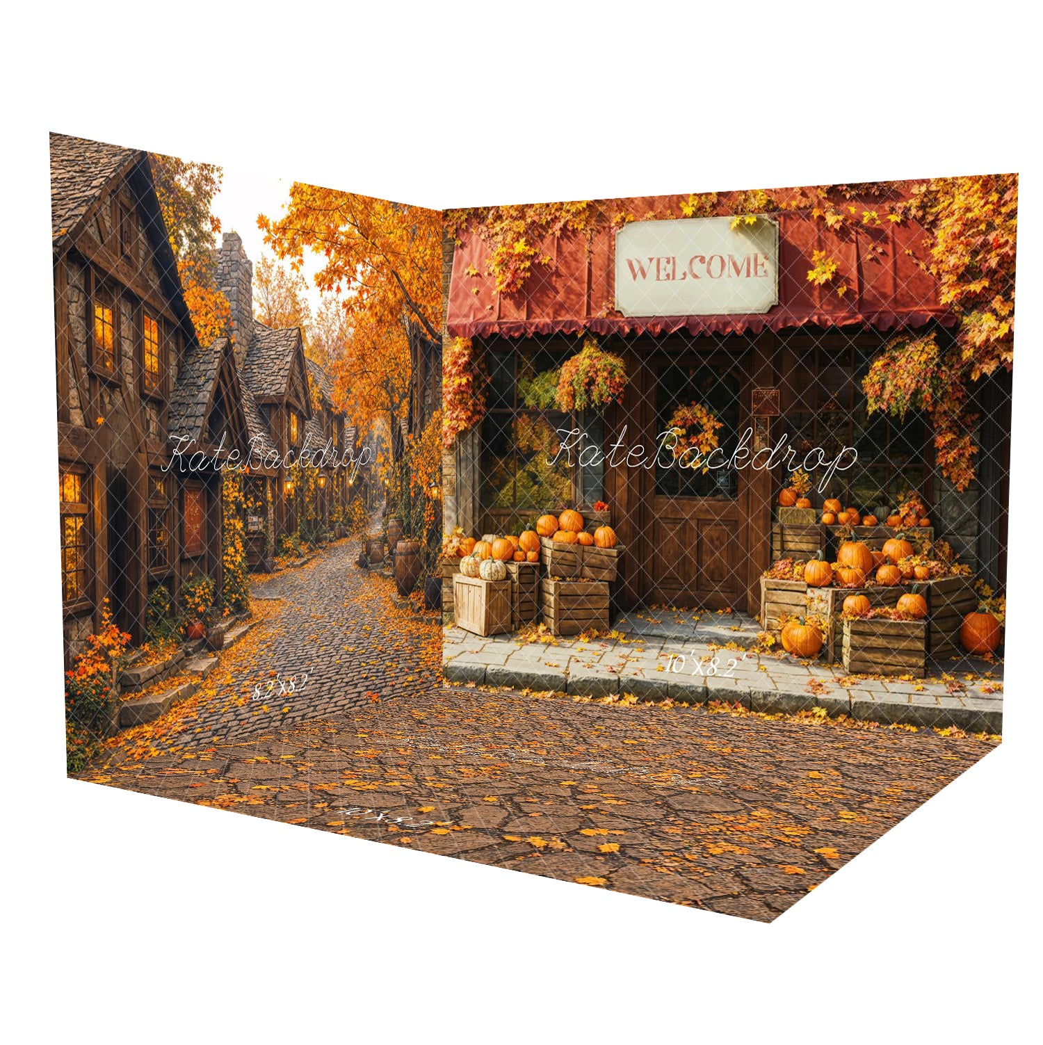 Kate Autumn Fallen Leaves Town Room Set(8ftx8ft&10ftx8ft&8ftx10ft) - Kate Backdrop AU