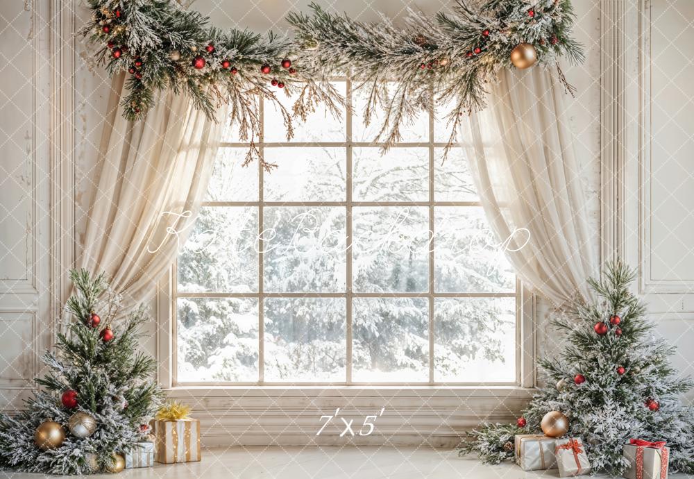 Kate Christmas Tree Window Curtains Backdrop Designed by Emetselch - Kate Backdrop AU