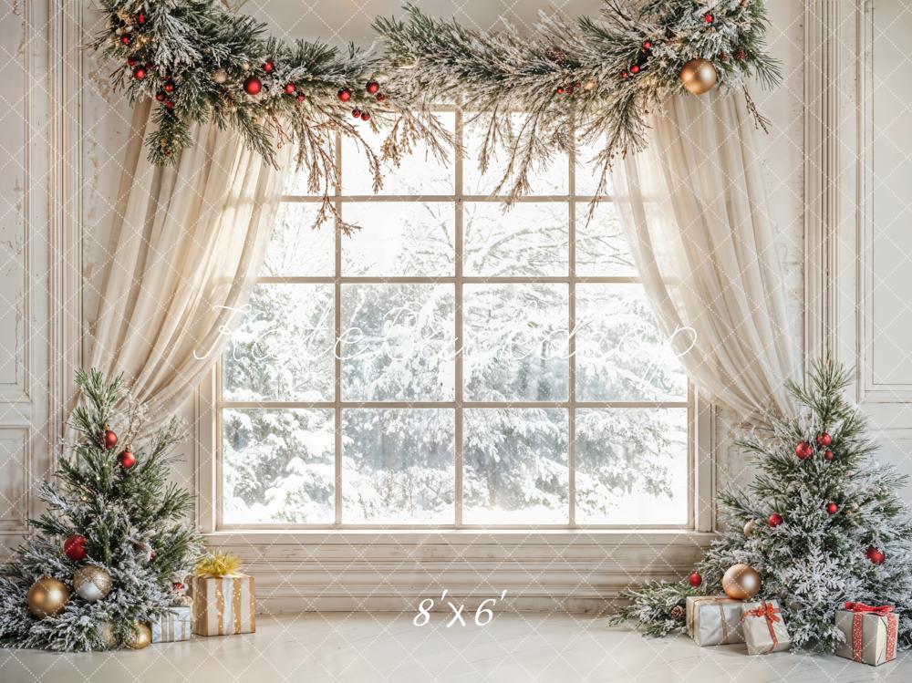 Kate Christmas Tree Window Curtains Backdrop Designed by Emetselch - Kate Backdrop AU