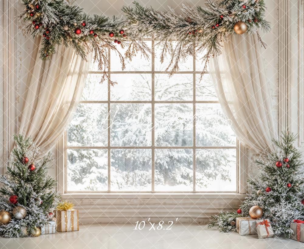 Kate Christmas Tree Window Curtains Backdrop Designed by Emetselch - Kate Backdrop AU