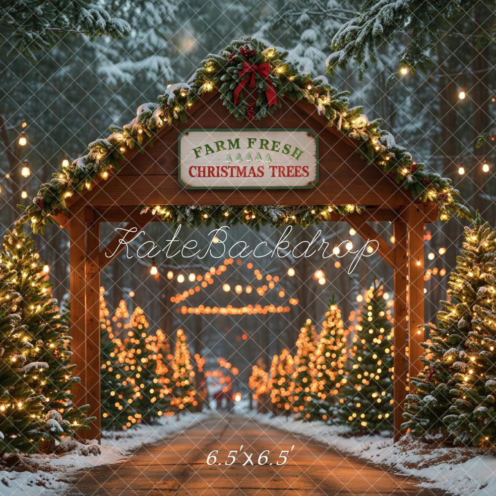 Kate Farm Fresh Christmas Trees Backdrop Bokeh Designed by Emetselch - Kate Backdrop AU