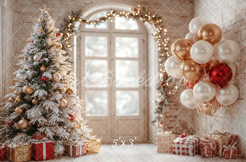 Kate Christmas Tree Balloons Arch Door Backdrop Designed by Emetselch - Kate Backdrop AU