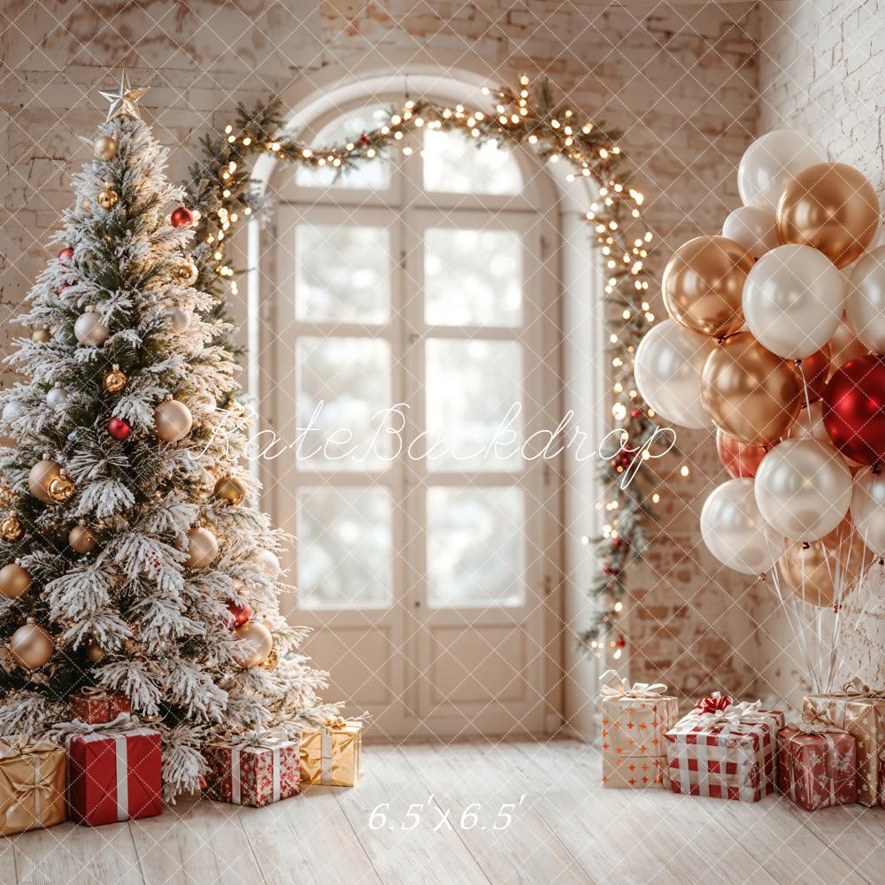 Kate Christmas Tree Balloons Arch Door Backdrop Designed by Emetselch - Kate Backdrop AU