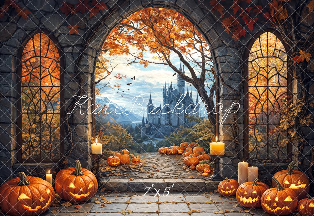 Kate Halloween Pumpkin Arch Castle Backdrop Designed by Emetselch - Kate Backdrop AU