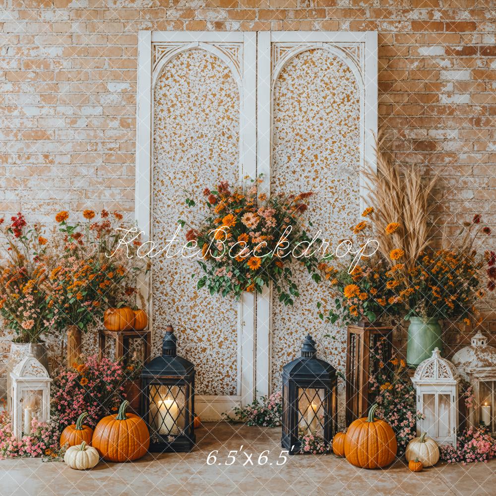 Kate Fall Floral Brick Wall Backdrop Designed by Emetselch
