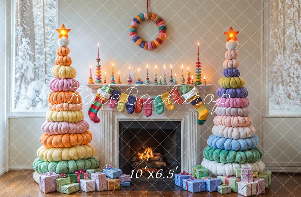 Kate Color Christmas Fireplace Backdrop Designed by Emetselch - Kate Backdrop AU