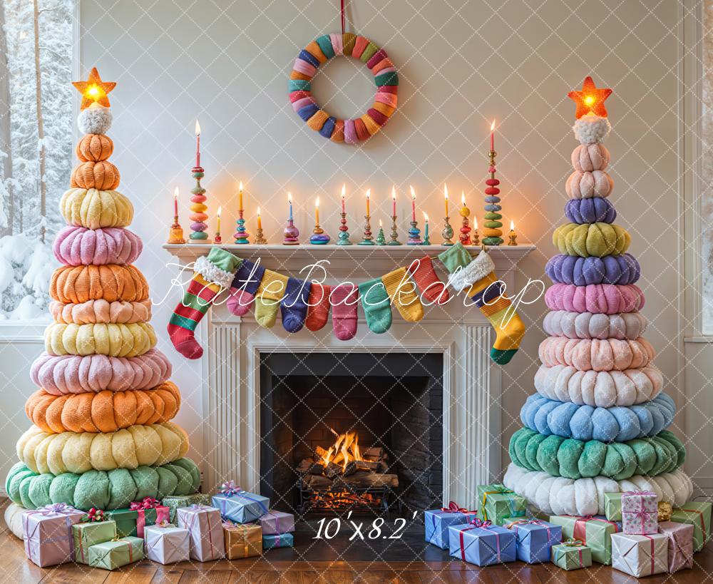 Kate Color Christmas Fireplace Backdrop Designed by Emetselch - Kate Backdrop AU
