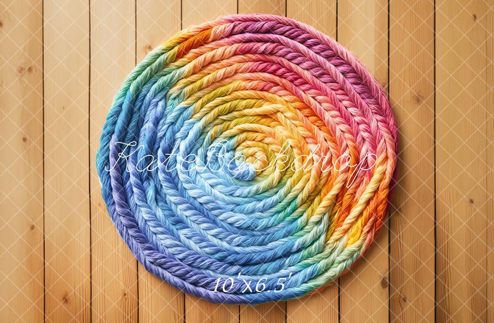 Kate Wood Floor Rainbow Dye Cord Pattern Backdrop Designed by Kate Image - Kate Backdrop AU