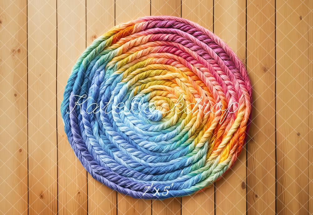 Kate Wood Floor Rainbow Dye Cord Pattern Backdrop Designed by Kate Image - Kate Backdrop AU