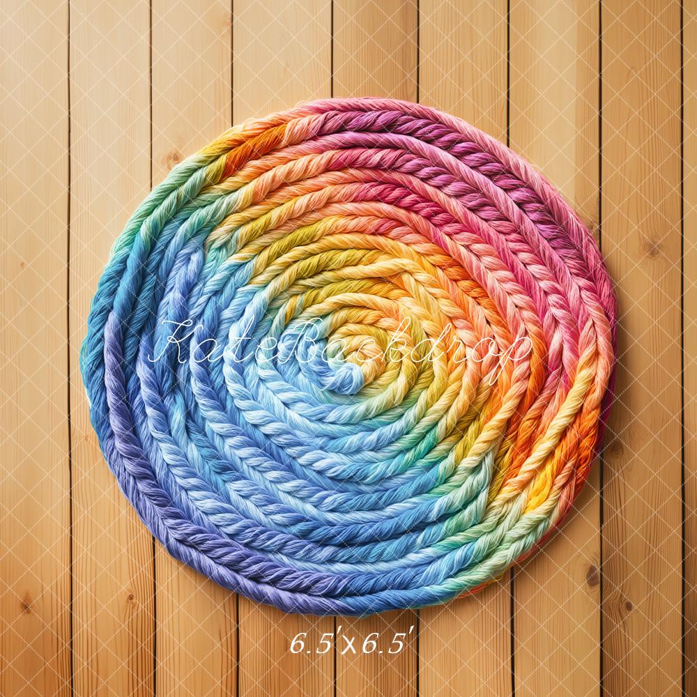 Kate Wood Floor Rainbow Dye Cord Pattern Backdrop Designed by Kate Image - Kate Backdrop AU