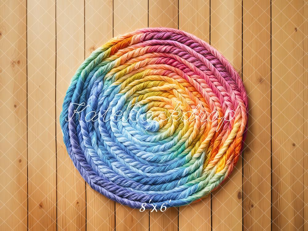 Kate Wood Floor Rainbow Dye Cord Pattern Backdrop Designed by Kate Image - Kate Backdrop AU