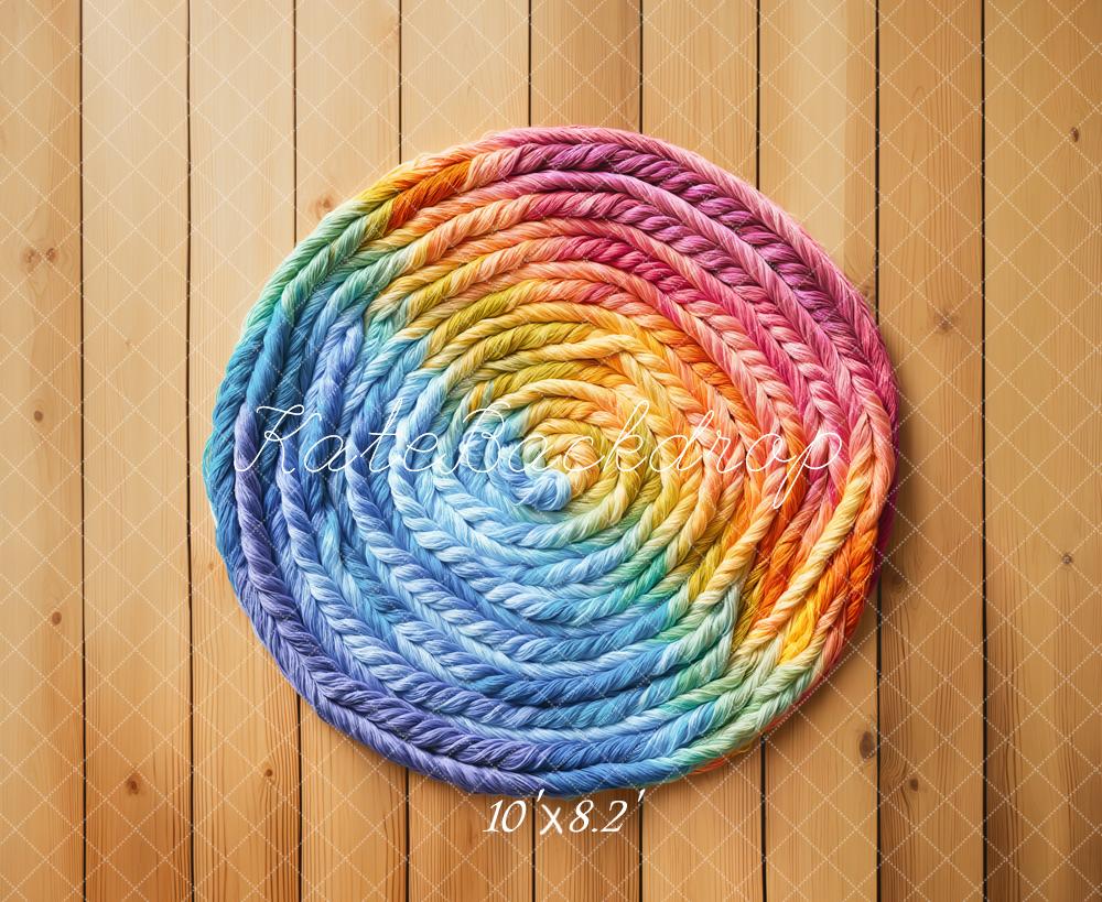 Kate Wood Floor Rainbow Dye Cord Pattern Backdrop Designed by Kate Image - Kate Backdrop AU