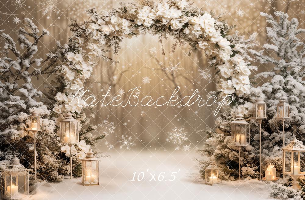 Kate Winter Flower Arch Snow Backdrop Designed by Chain Photography
