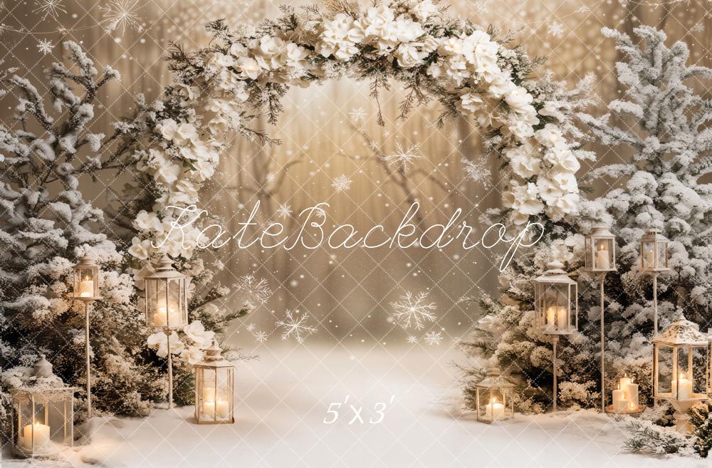 Kate Winter Flower Arch Snow Backdrop Designed by Chain Photography